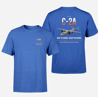 Thumbnail for C-2A Greyhound design on blue double-side t-shirt, double-side print