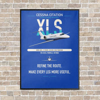 Thumbnail for Cessna Citation XLS vertical canvas print - framed - blue background