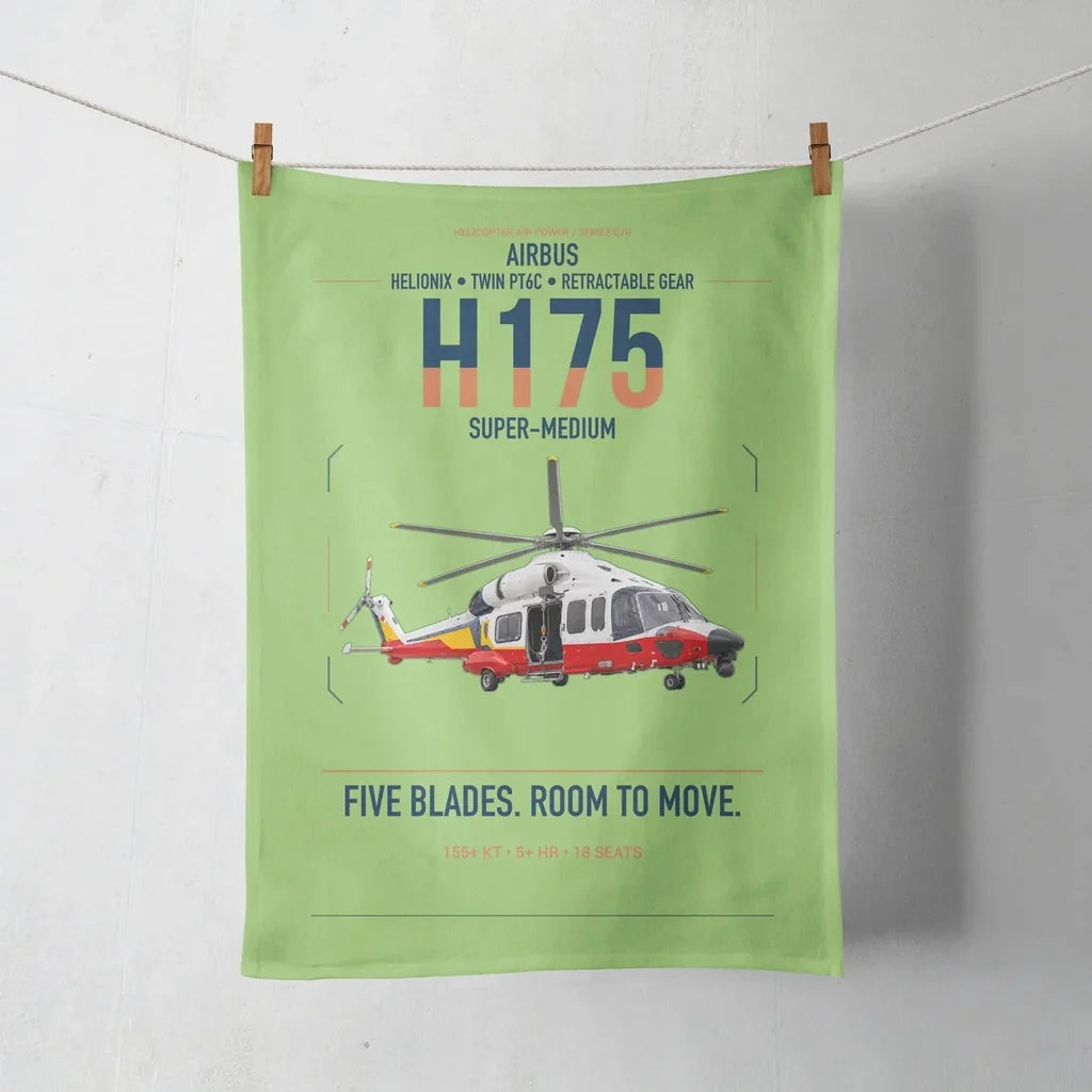 Airbus H175 design on light green towel