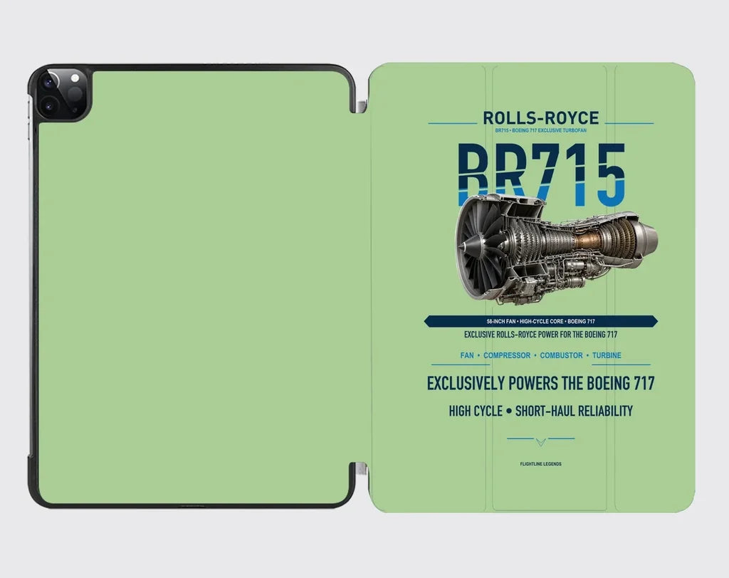 BR715 design on light green ipad tablet case