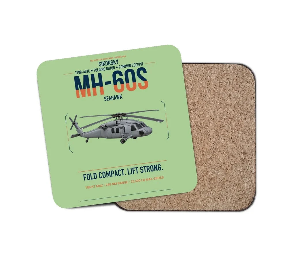 Sikorsky MH-60S Seahawk design on light green 1 piece coaster