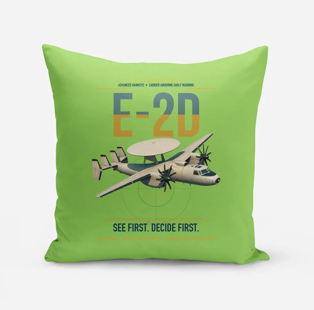 E-2D Advanced Hawkeye design on light green pillow