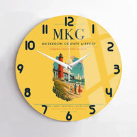 Thumbnail for Muskegon County Airport (MKG) design on yellow no frame wall clock