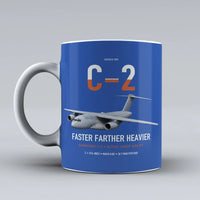 Thumbnail for Kawasaki C-2 design on blue ceramic mug, double-side print