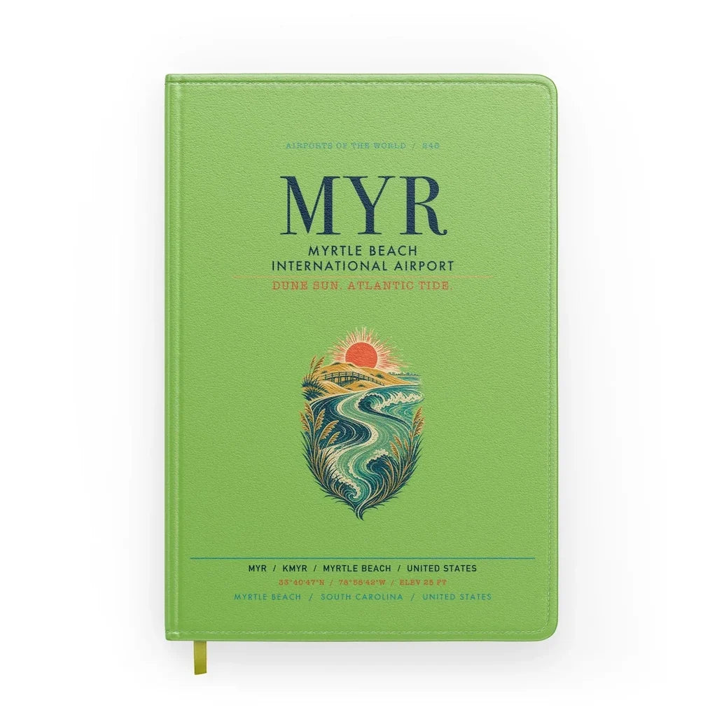 Myrtle Beach International Airport (MYR) design on light green notebook
