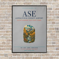 Thumbnail for Aspen - Pitkin County Airport ASE vertical canvas print - framed - light gray background