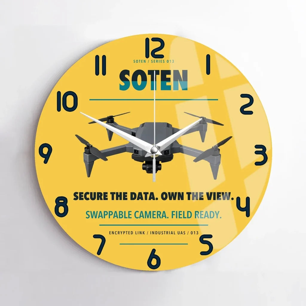 ACSL SOTEN design on yellow no frame wall clock