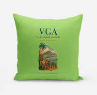 Thumbnail for Vijayawada Airport (VGA) design on light green pillow