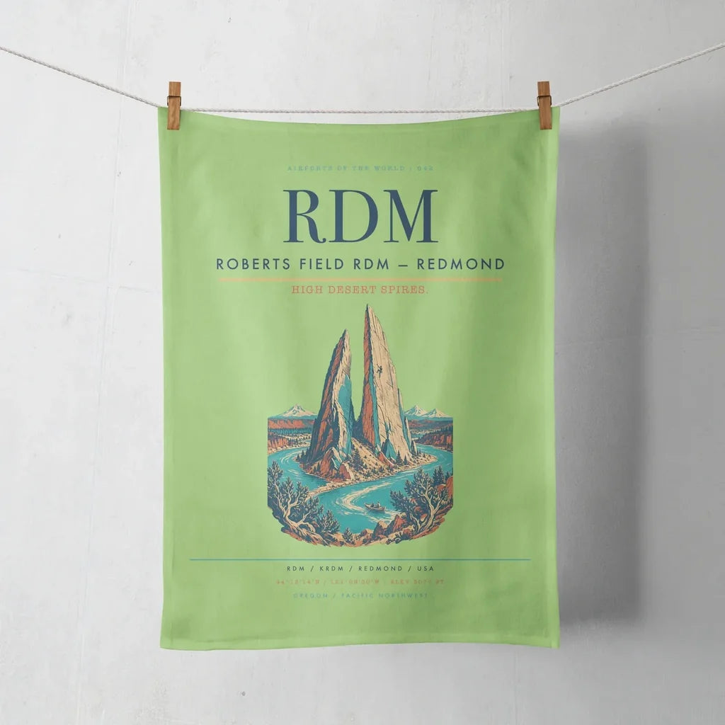 Roberts Field (RDM) design on light green towel