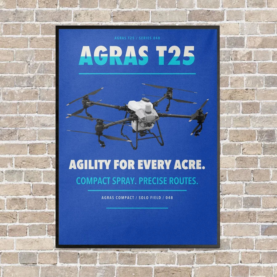 DJI Agras T25 vertical canvas print - framed - blue background