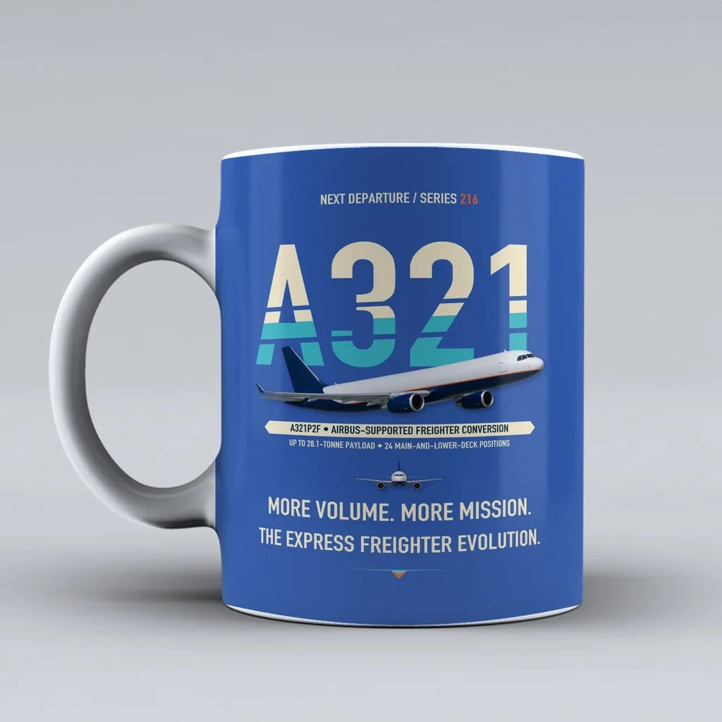 A321P2F Mug design on blue airbus