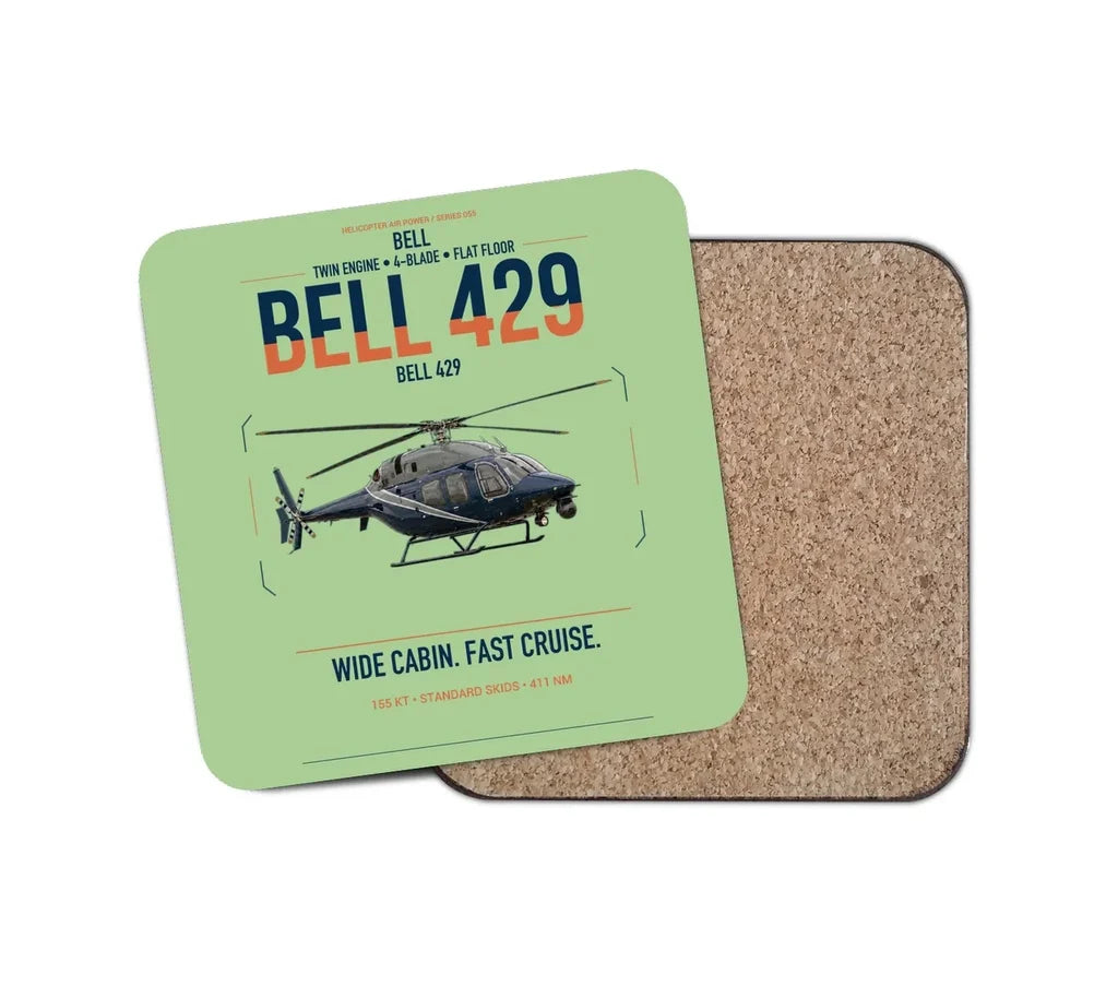 Bell 429 design on light green 1 piece coaster
