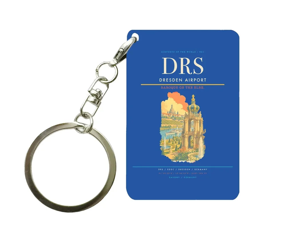 Dresden Airport (DRS) design on blue key chain