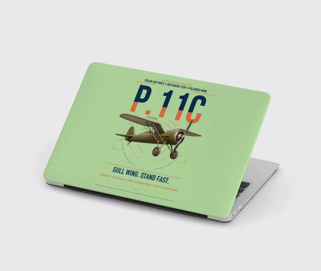 PZL P.11c design on light green MacBook case