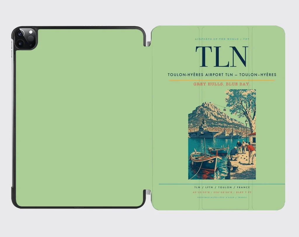 Toulon-Hyères Airport (TLN) design on light green ipad tablet case