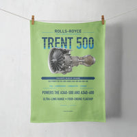 Thumbnail for TRENT 500 design on light green towel