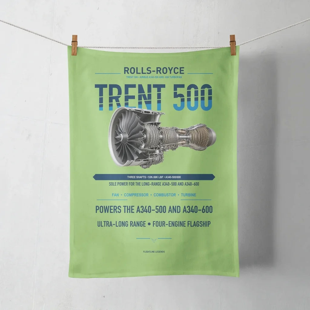 TRENT 500 design on light green towel