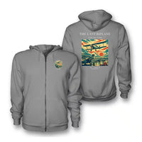 Thumbnail for VINTAGE G4054 - The Last Biplane - Premium Zipped Hoodie design on gray