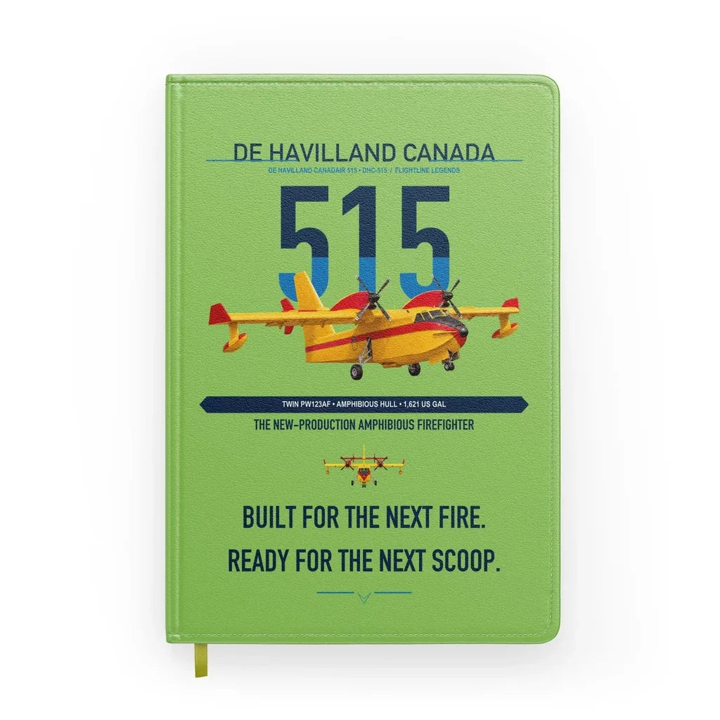 De Havilland Canadair 515 design on light green notebook