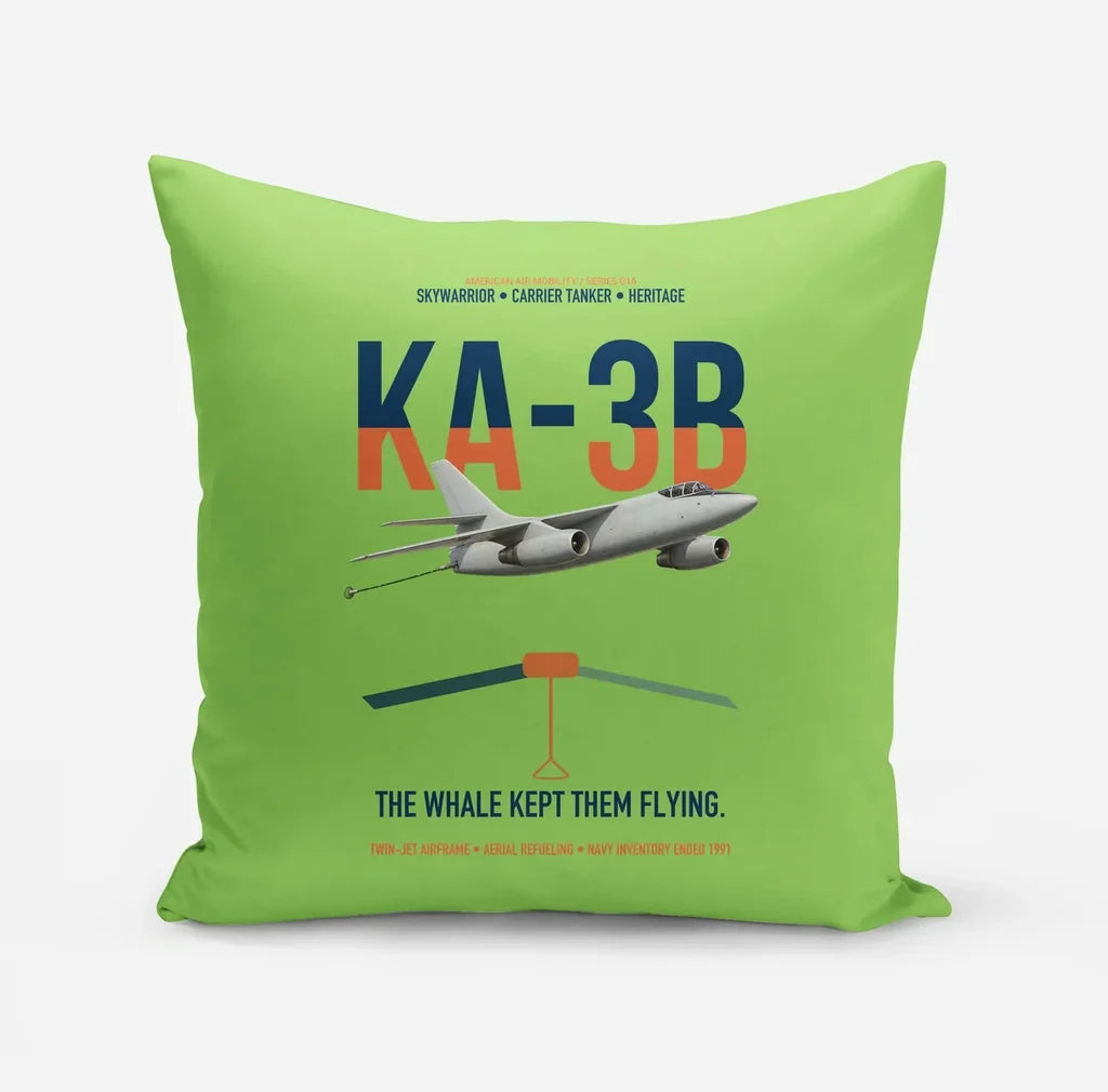 KA-3B Skywarrior design on light green pillow