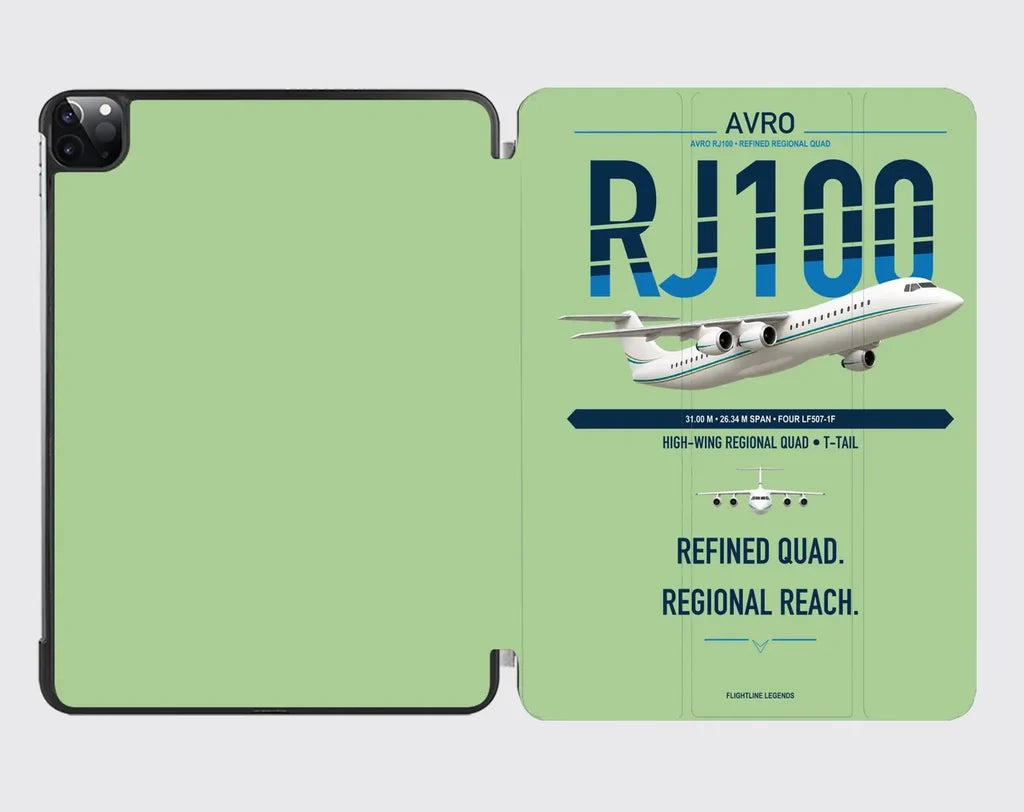 Avro RJ100 design on light green ipad tablet case