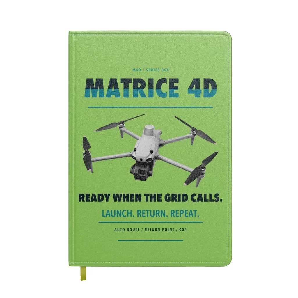 DJI Matrice 4D design on light green notebook