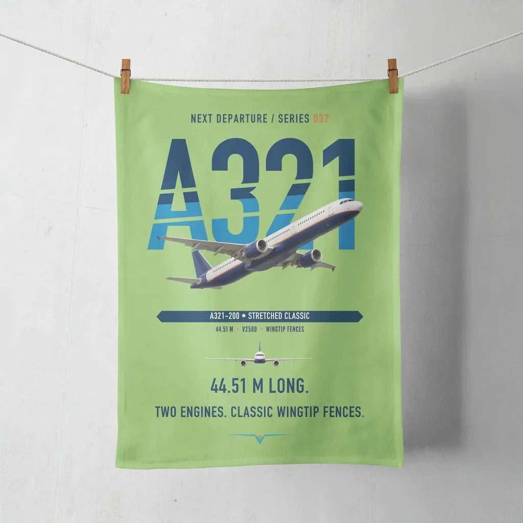 Airbus A321 design on light green towel