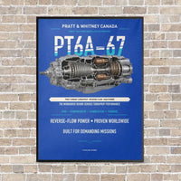 Thumbnail for PT6A-67 vertical canvas print - framed - blue background