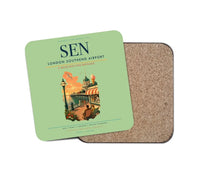 Thumbnail for London Southend Airport (SEN) design on light green 1 piece coaster