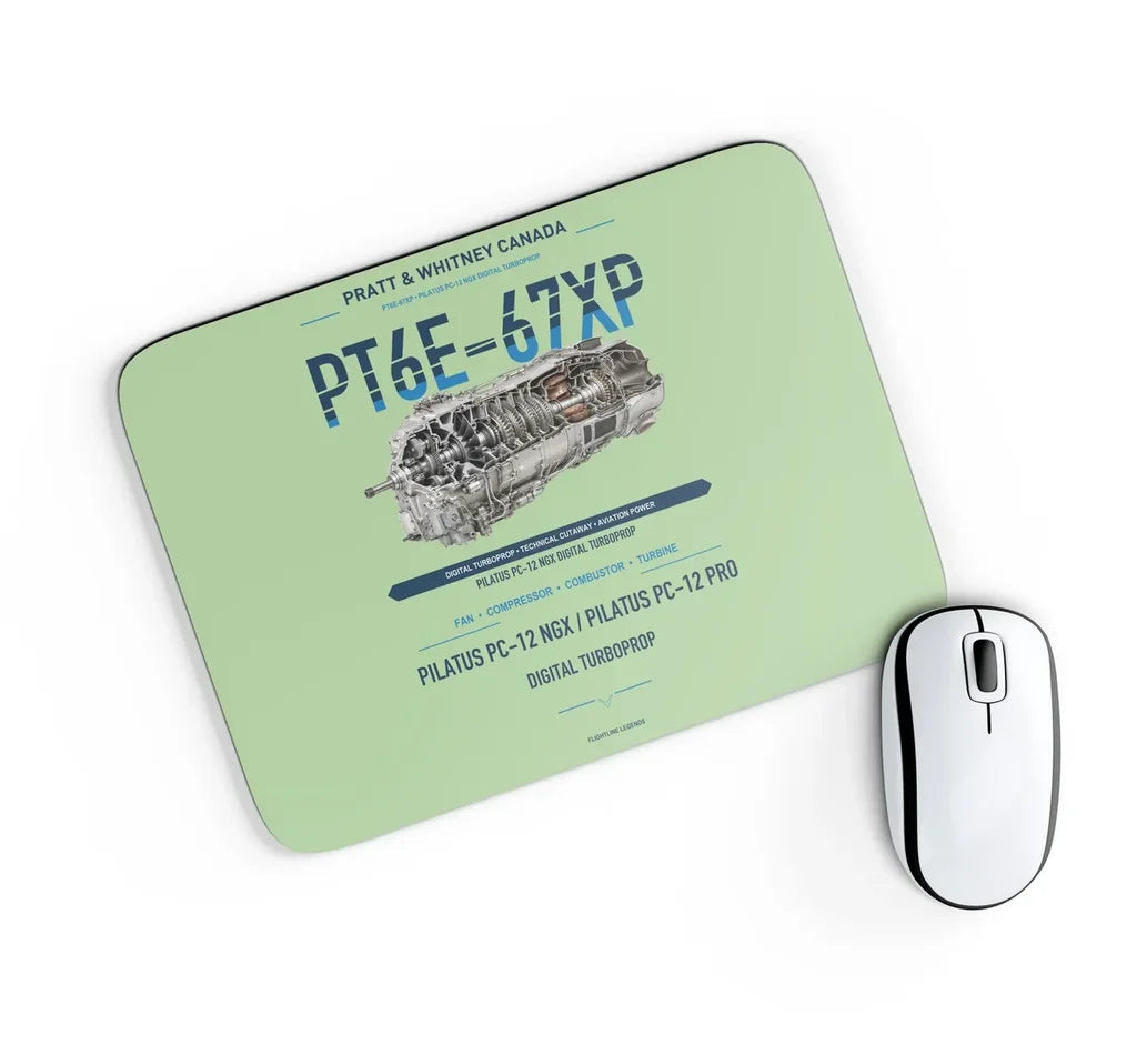 PT6E-67XP design on light green rectangle mouse pad