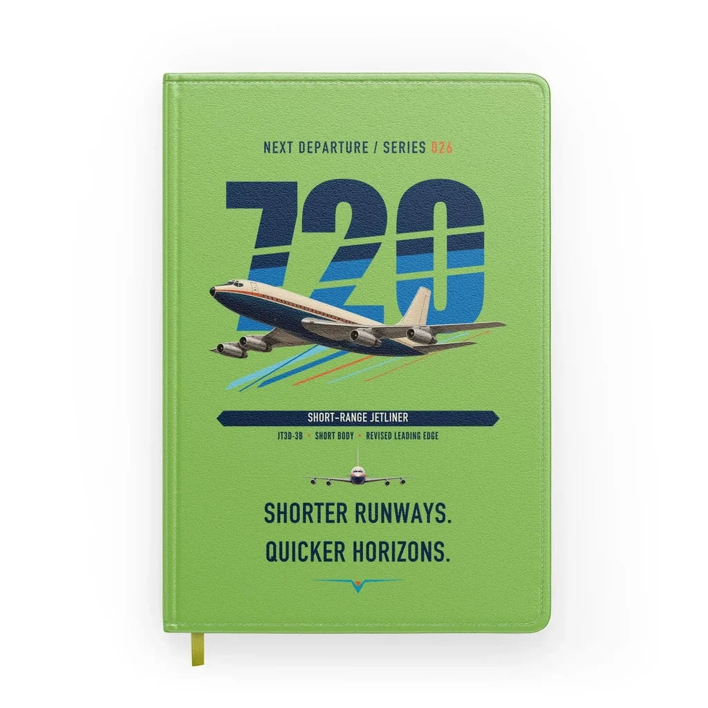 Boeing 720B design on light green notebook