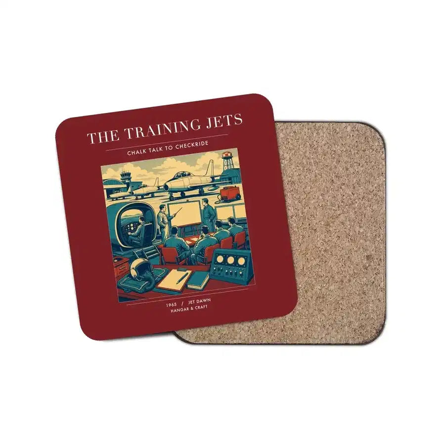 The Training Jets - Designed Coasters design on dark red 1-piece