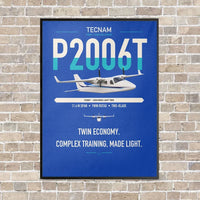 Thumbnail for Tecnam P2006T vertical canvas print - framed - blue background