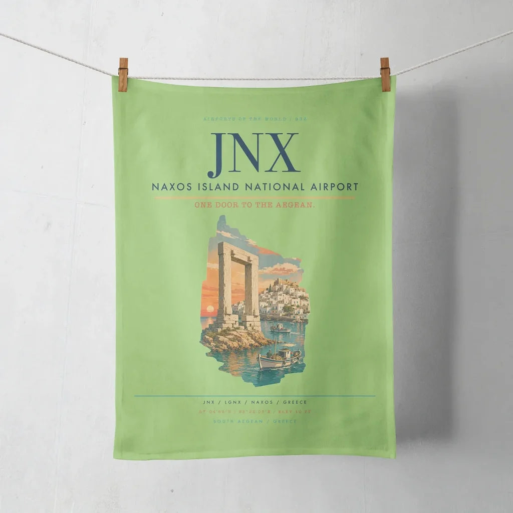 Naxos Island National Airport (JNX) design on light green towel