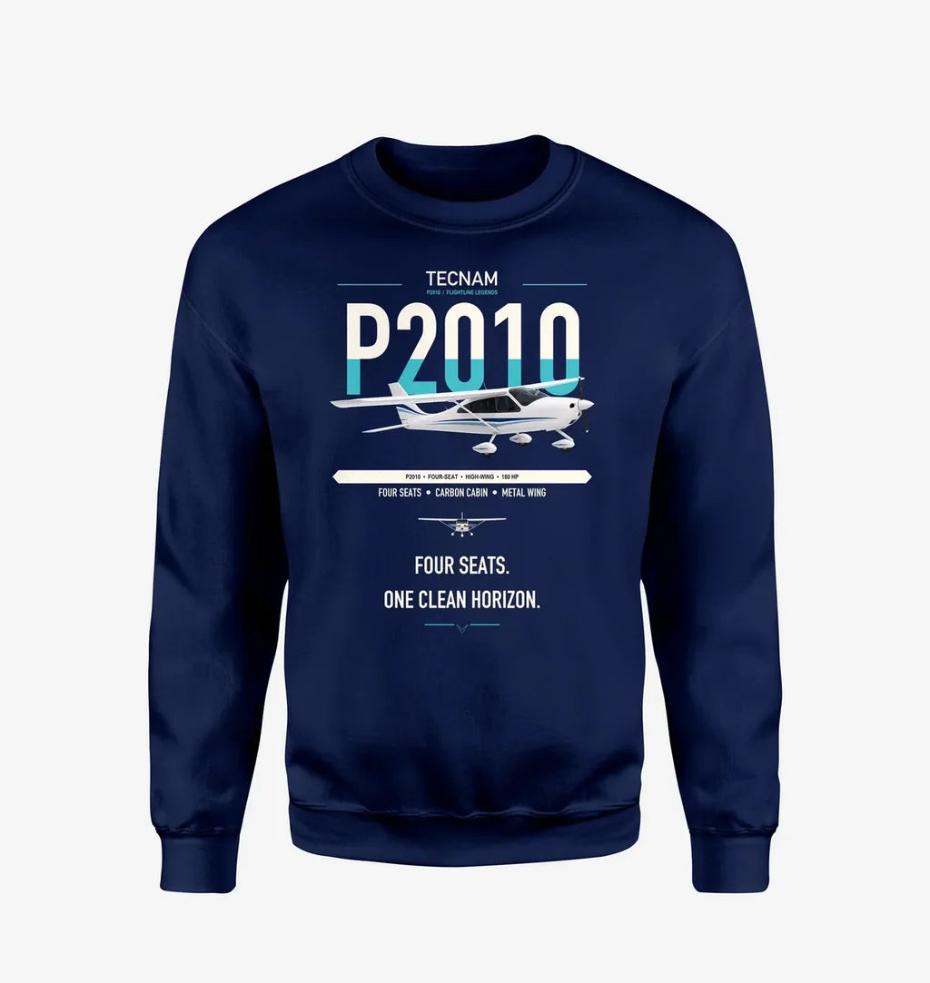 Tecnam P2010 design on navy blue sweatshirt