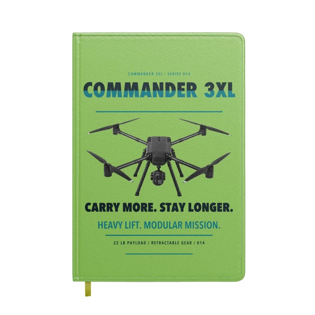 Draganfly Commander 3XL design on light green notebook