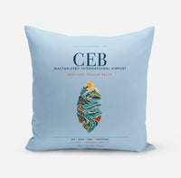 Thumbnail for Mactan-Cebu International Airport (CEB) design on light blue pillow