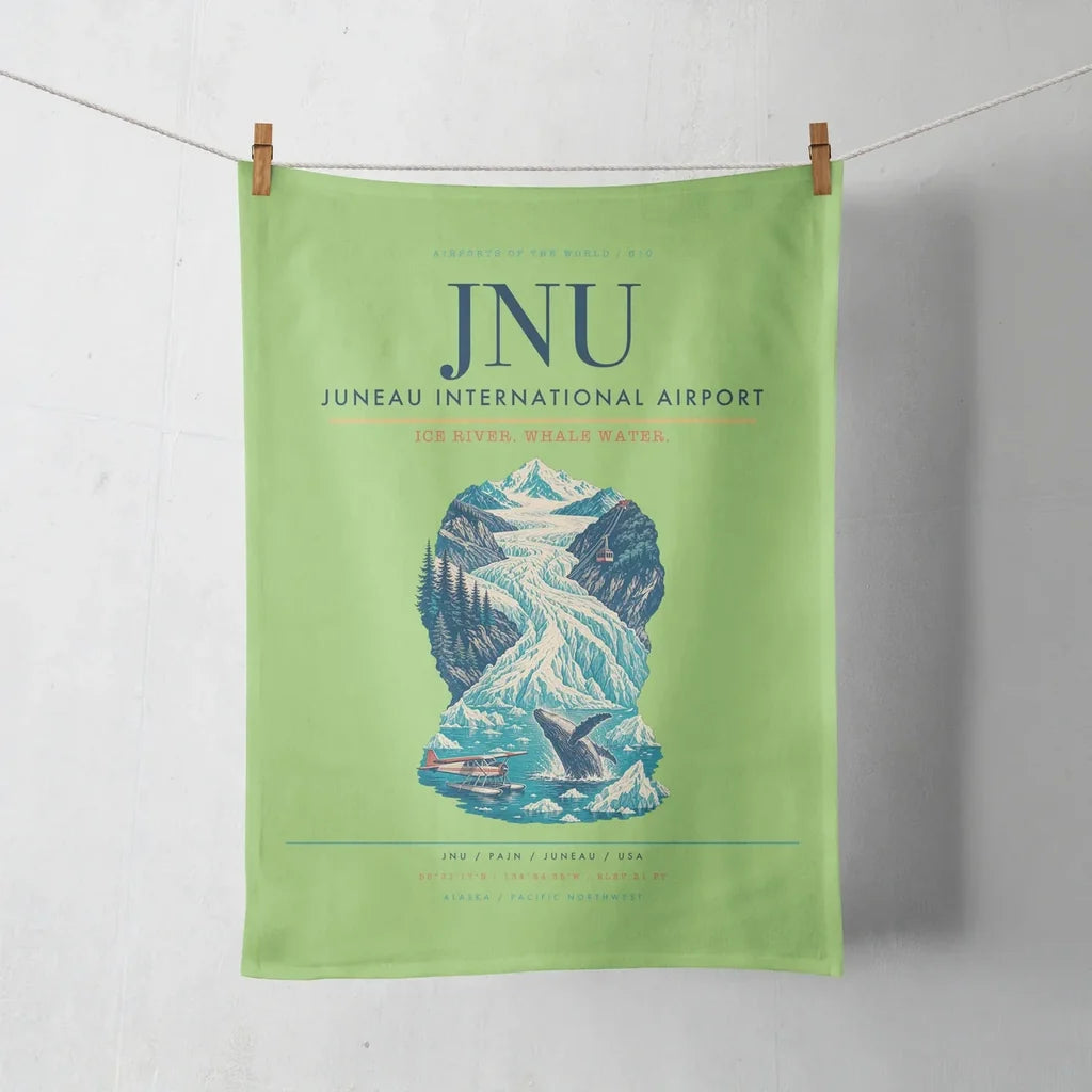 Juneau International Airport (JNU) design on light green towel