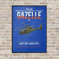 Thumbnail for Westland Gazelle AH1 vertical canvas print - framed - blue background