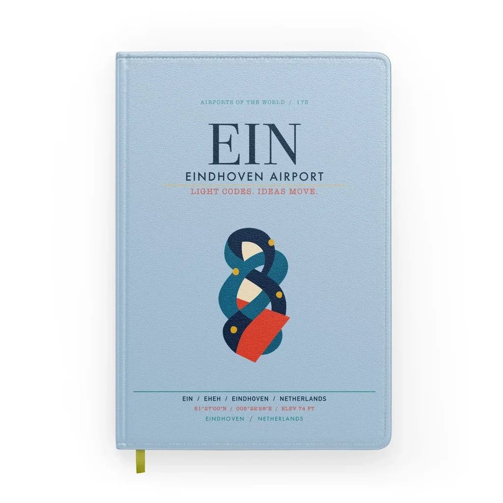 Eindhoven Airport (EIN) design on light blue notebook