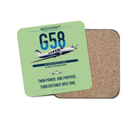 Thumbnail for Beechcraft Baron G58 design on light green 1 piece coaster