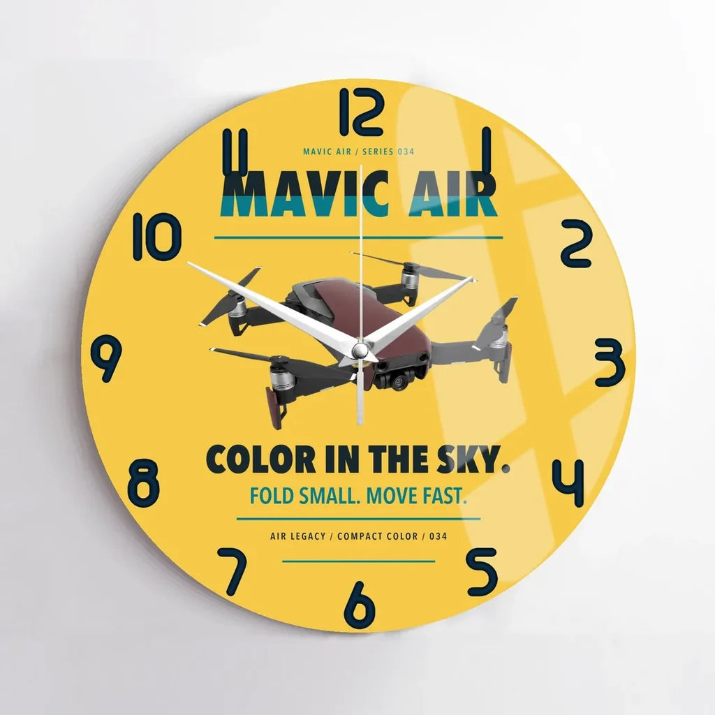 DJI Mavic Air design on yellow no frame wall clock