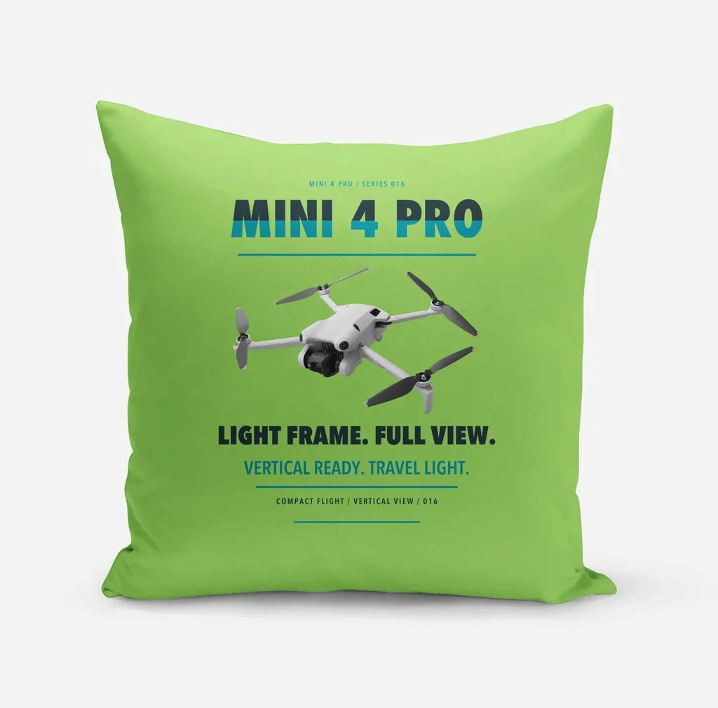 DJI Mini 4 Pro design on light green pillow