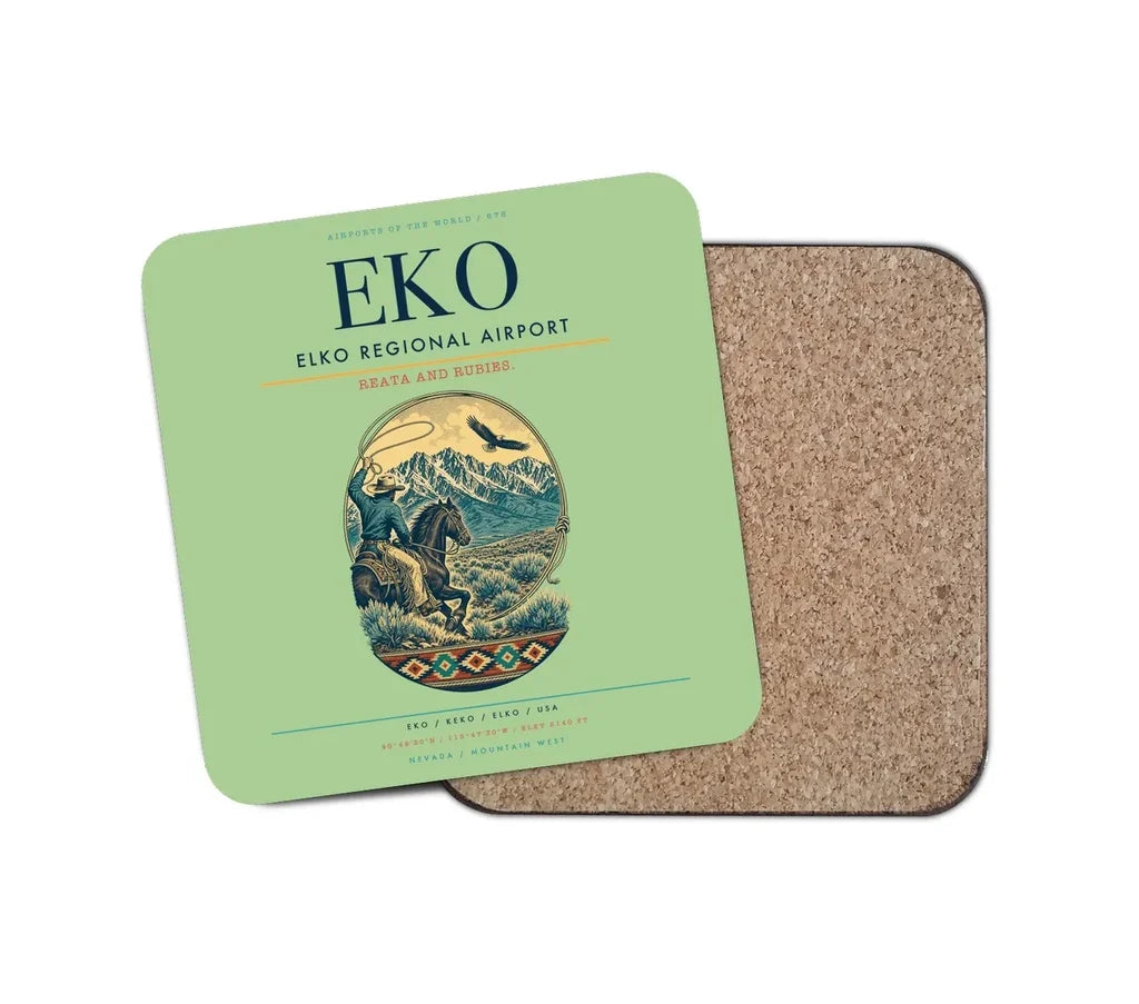 Elko Regional Airport (EKO) design on light green 1 piece coaster