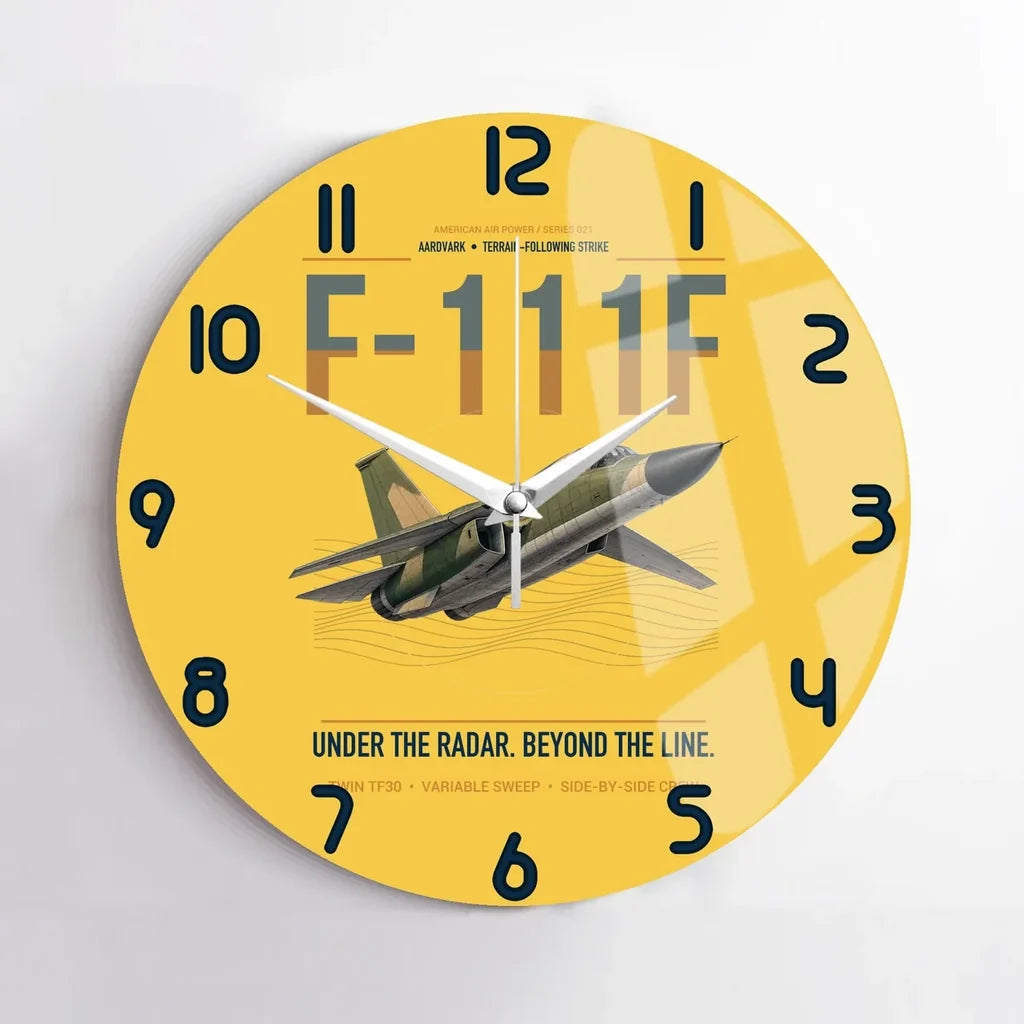 F-111F Aardvark design on yellow no frame wall clock