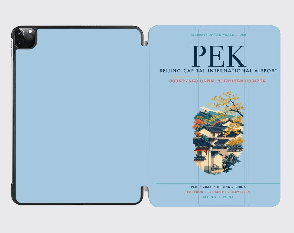 Beijing Capital International Airport (PEK) design on light blue ipad tablet case