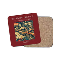 Thumbnail for The Propeller Shop - Designed Coasters design on dark red 1-piece