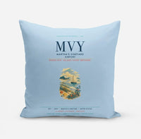 Thumbnail for Martha's Vineyard Airport (MVY) design on light blue pillow