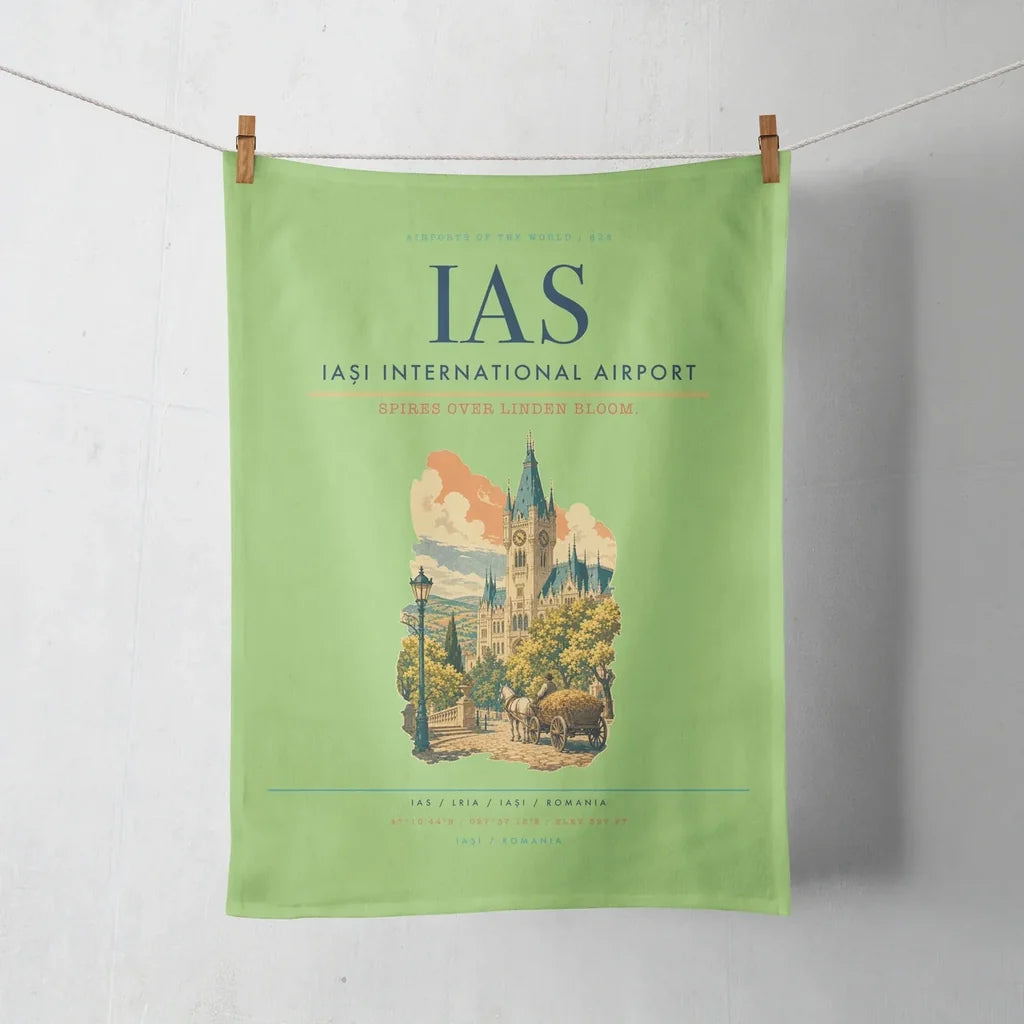 Iași International Airport (IAS) design on light green towel