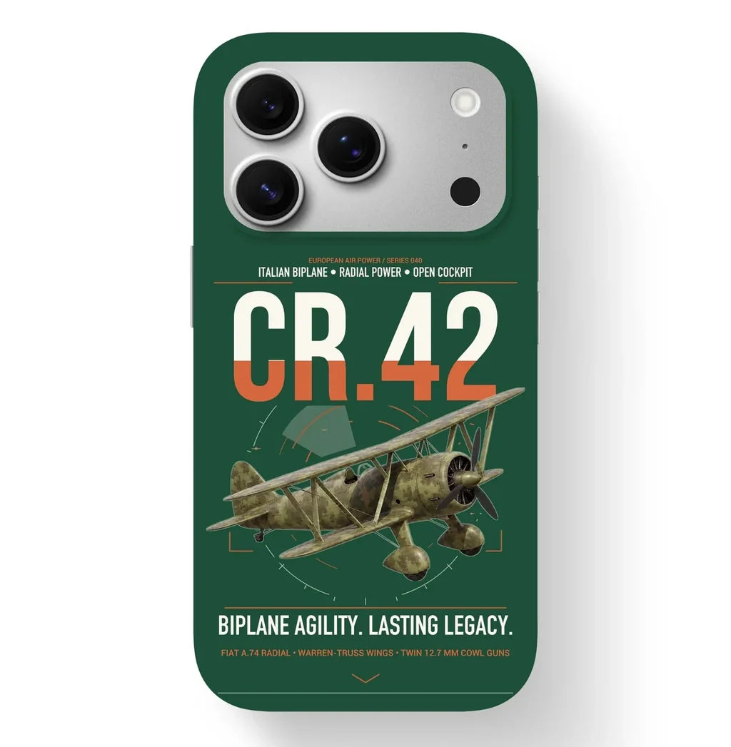 Fiat CR.42 Falco design on dark green magsafe iphone case, for iPhone 17 Pro